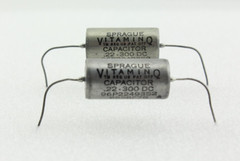 New Qty 2 Matched Pair Sprague Vitamin Q .22uF 300V PIO Capacitors NOS USA 1965
