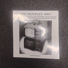 Vintage Bentley Model 100C Portable 5″ Black & White TV Television Owners Manual