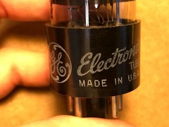 Vintage 1949 GE 25L6GT Output Tube Tests Good Black Glass
