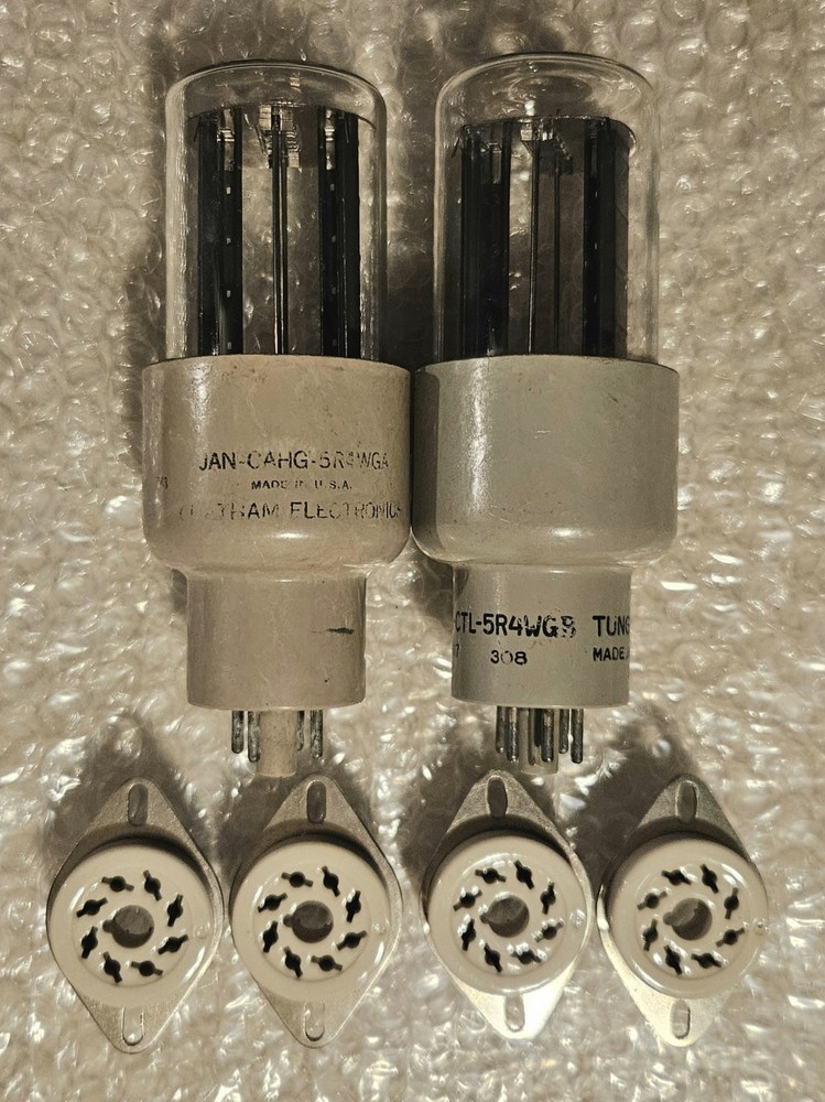 JAN 5R4WGA 5R4WGB Tube Pair Potato Masher Untested + (4) New Ceramic Sockets Lot