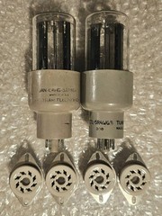 JAN 5R4WGA 5R4WGB Tube Pair Potato Masher Untested + (4) New Ceramic Sockets Lot