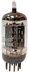 CLOSELY MATCHED HIGH GAIN (98.3, 97.5) GE 12AX7 LONG GREY PLATE HALO GETTER