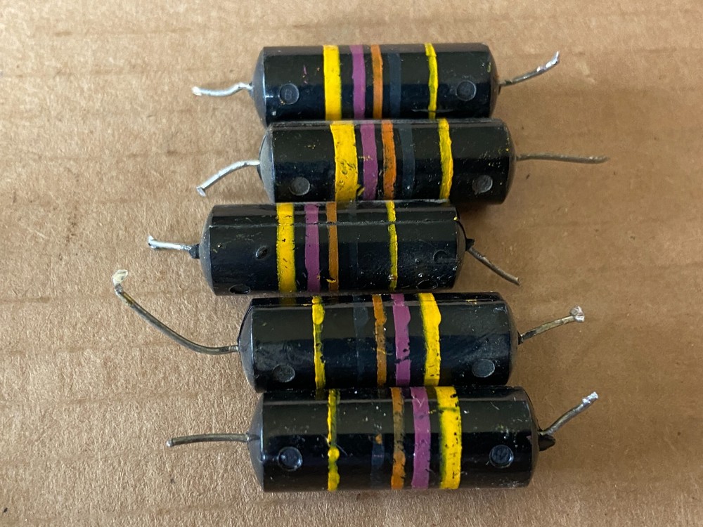 5 Sprague Bumble Bee .047 uf 20% 400v Capacitors TEST GOOD .057-.068 uf LOW LEAK