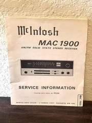 McIntosh MAC 1900 AM/FM Solid State Stereo Receiver Service Information READ