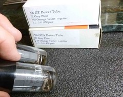 Pair GE Grey Plate 6v6 GTA Power Tubes 7/15 on the Orange Tester