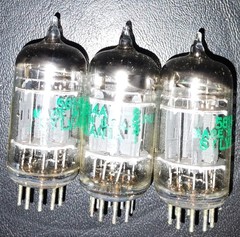 5814A/12AU7 ECC82 vacuum tubes 3pcs JAN Sylvania triple mica NOS 1965