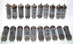Lot (20) GE-made 6CG7 tubes,radio,amp,gray plates,center shield,6FQ7,twin triode