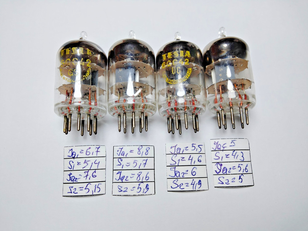 4 pcs Little Used 6CC42/ 5670 / 2C51 / ECC42 Tesla tubes D-Getter
