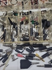 Huge Vintage Audio Adapter Connector Parts Lot RCA 1/4” Ham Radio Electronics