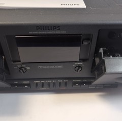 Collectible Black Vintage Stereo Philips 900 Series Double Cassette Tape FC 910