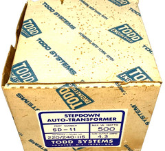 TODD SYSTEMS STEPDOWN Auto-Transformer SD-11 500VA (Watts) FROM 230V TO 115V