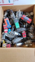 Big LOT of 50 Radio/Television Vacuum Tubes. Some New in Box, Unknown Others