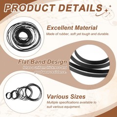 50Pcs Recorder Rubber Belts 40-135mm Mix Flat Cassette Tape Recorder(3mm Width)