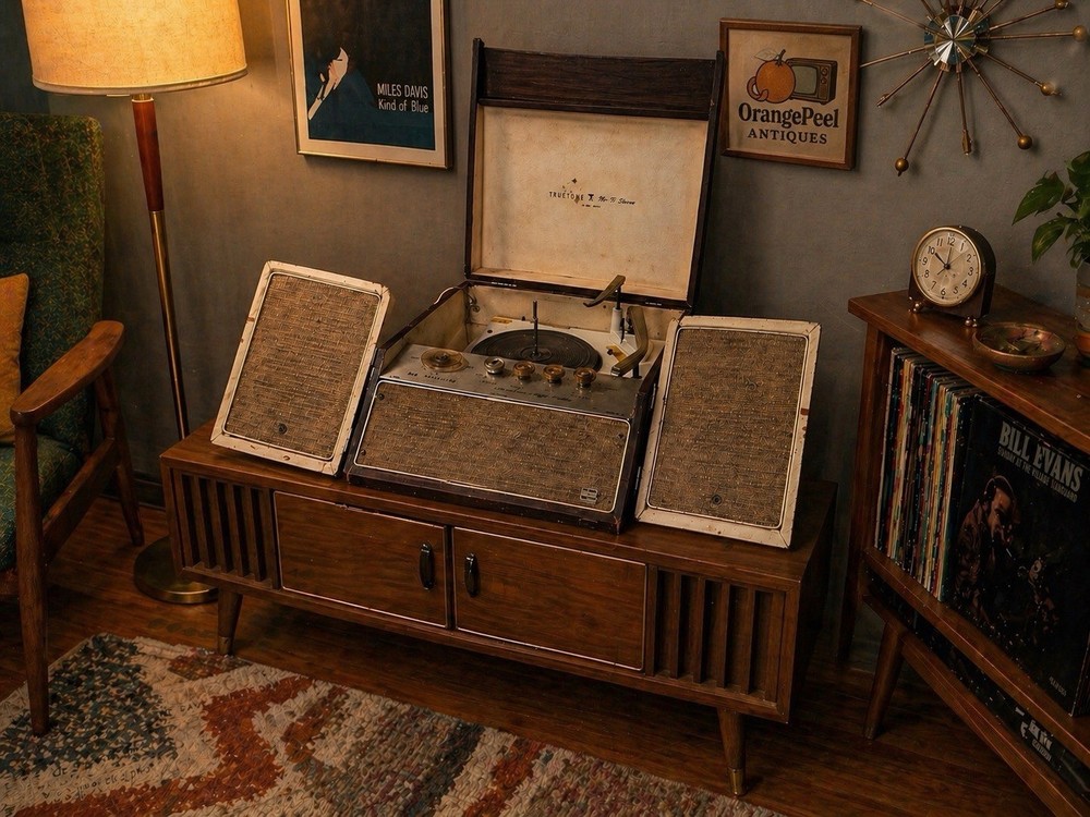 🍊Vintage 1960s Truetone FM/AM Stereo & Record Player | Model 4DC6245 SAVE ME!