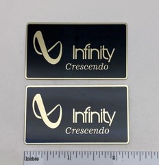 Infinity Crescendo Speaker Badge Logo Custom Made Aluminum Pair Free Shipping
