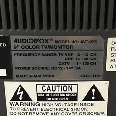 Audiovox AVT-975 9″ CRT Portable Retro Color TV Vintage Gaming NO CORDS UNTESTED
