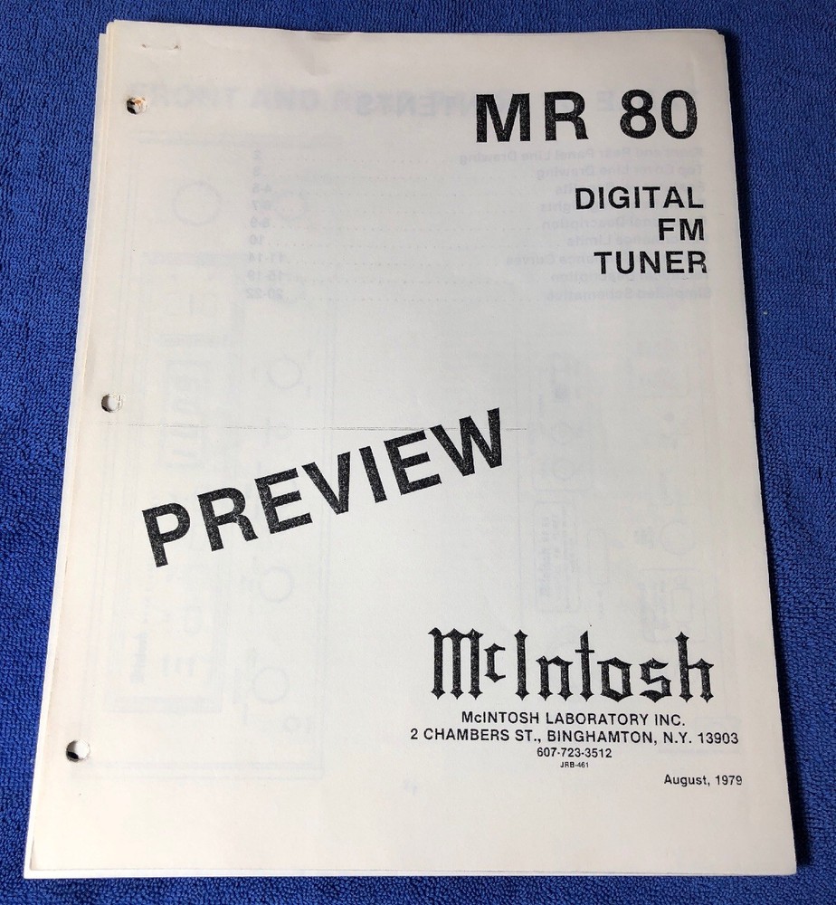 MCINTOSH MR 80 DIGITAL FM TUNER PREVIEW GUIDE COPY M254x