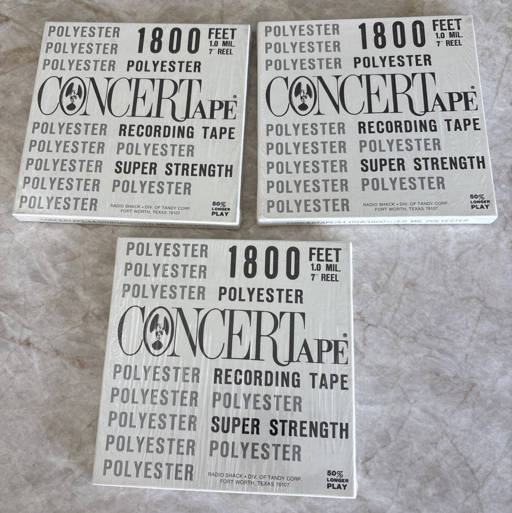 New NOS Radio Shack ConcerTape Recording Tape Lot Of 3 1800ft 7” Reel Sealed