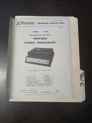 JC Penney 4450 Service Manual Original Repair Book Portable Stereo Phonograph
