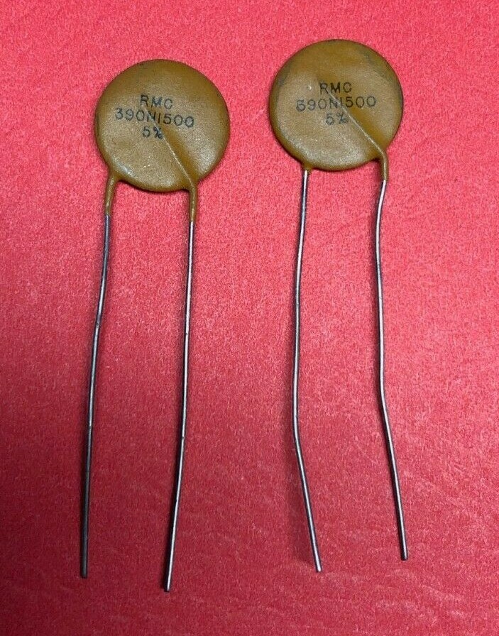 2 pcs RMC MALLORY Capacitor 390 pF 500 V 5% N1500 Ceramic Disc USA