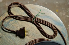 8′ Flat 2-Wire Cloth Covered Cord & Plug, Vintage Light Lamp Rewire Kit, Rayon