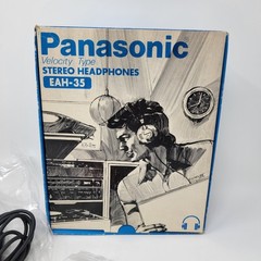 NOS Vintage Panasonic EAH-35 Velocity Type Stereo Headphones Retro Silver Black