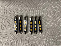 (6)WARM WHITE 43MM-6.3V-LED FESTOON LAMP/ MR78-MR65-MR66- McIntosh DIAL Bulbs