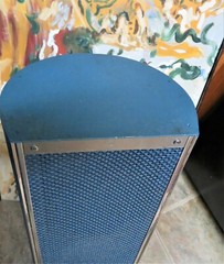VINTAGE EXTERNAL SPEAKER BLUE TWEED CHROME 29″ BARREL HALF MOON