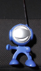 Retro BLUE Spaceman Headphones Scan Radio Vintage N.I.B. Bendable With Antenna