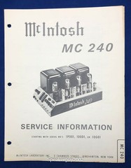 Original McIntosh MC240 / Service Information Manual