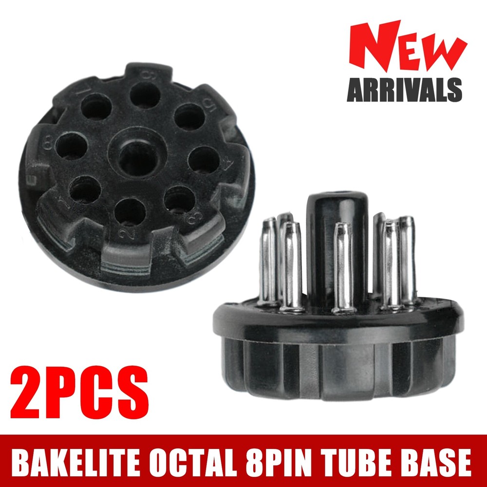New 2pc Bakelite Octal 8pin Tube Base For 6sn7 El34 Power Plug Black