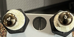 (1 PAIR) 12AU7A/ECC82 GE USA, TOP O, GREY. TESTED STRONG. EXCELLENT TUBES.