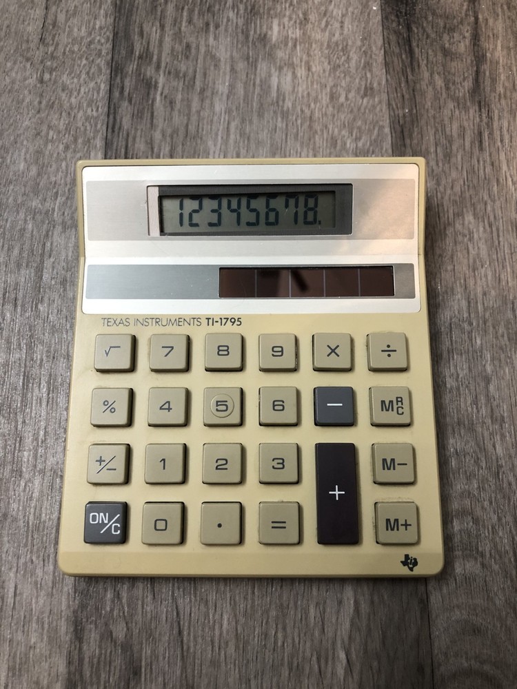 Vintage Texas Instruments TI-1795 Solar Powered Calculator – Made in Taiwan