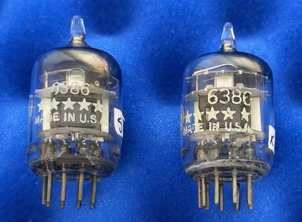 Two GE 6386 Tubes / Amplitrex Tested +100% / D Getter / X3 Mica /Black Plates