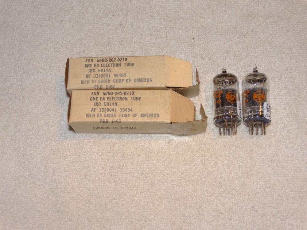 2 x 5814A (12AU7) RCA Tubes*Super Strong Matched*Black-O*MEATBALL*NOS_NIB* #R1