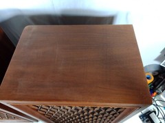 Pair of Vintage Pioneer CS-99 Stereo Floor Speakers Wood Cabinets Lattice Grills