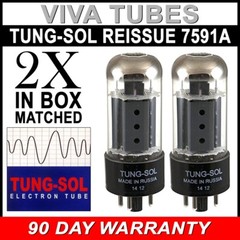 Brand New Tung-Sol Reissue 7591A Plate Current Matched Pair (2) Vacuum Tubes