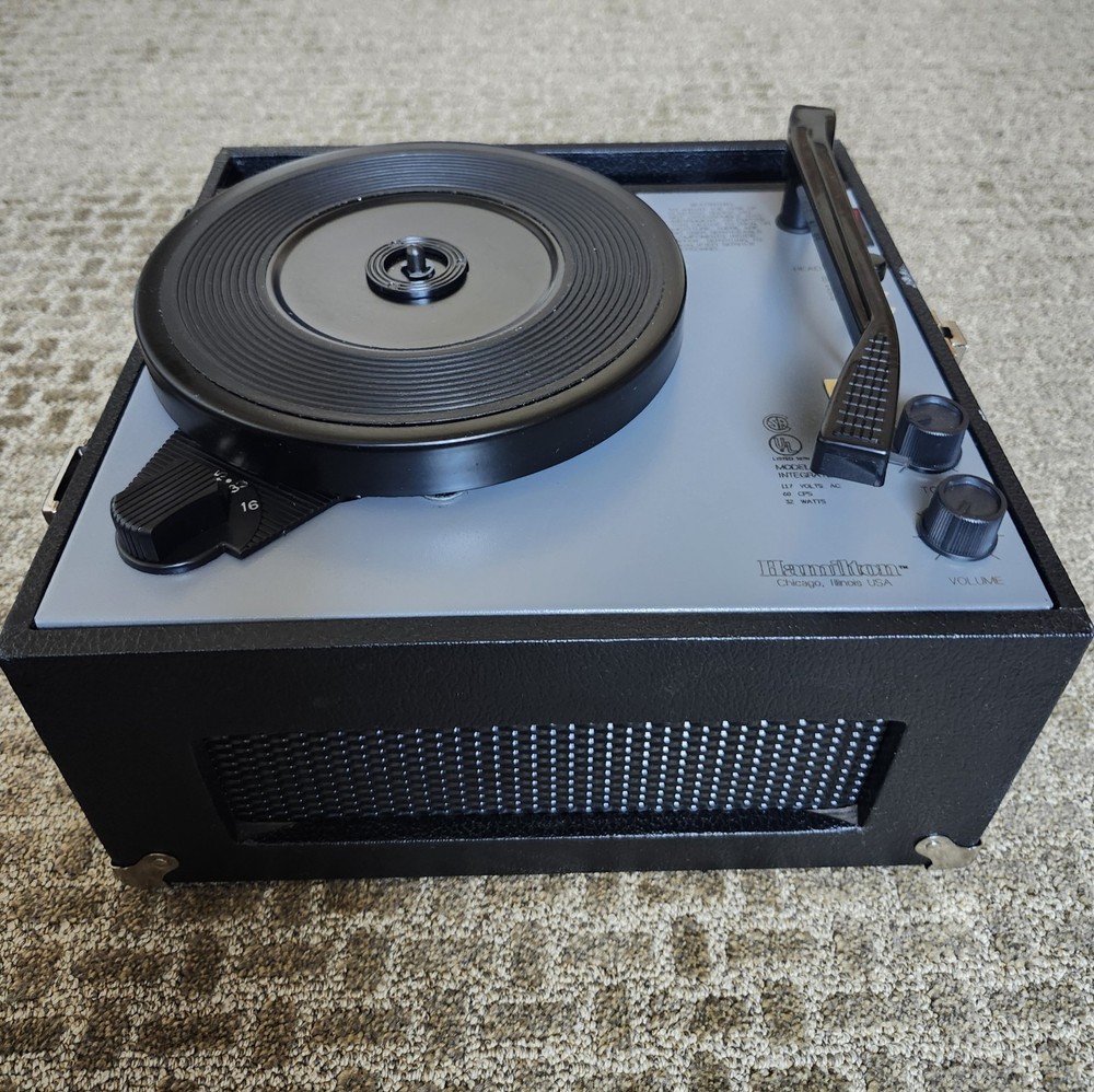 Hamilton Model 915 Vintage Record Player — 4-Speed Portable (16/33/45/78)