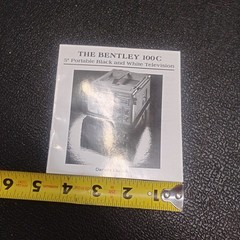 Vintage Bentley Model 100C Portable 5″ Black & White TV Television Owners Manual