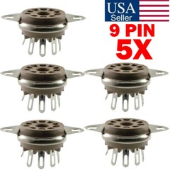 (5PCS)- 9 Pin For Belton Socket, Bottom Mount Micalex .75″ Chassis Hole US