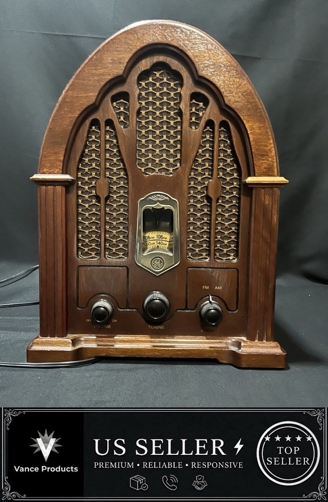 General Electric GE Reproduction Model No 7-4100JA Cathedral AM/FM Radio Wood