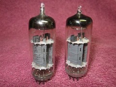 Matched Pair GE 12BH7A Horseshoe Getter Tubes 12BH7