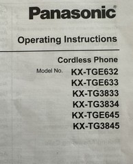 Panasonic Phone KX-TG3833, KX-TGE622, KX-TG3845 Operating Instruction Manual