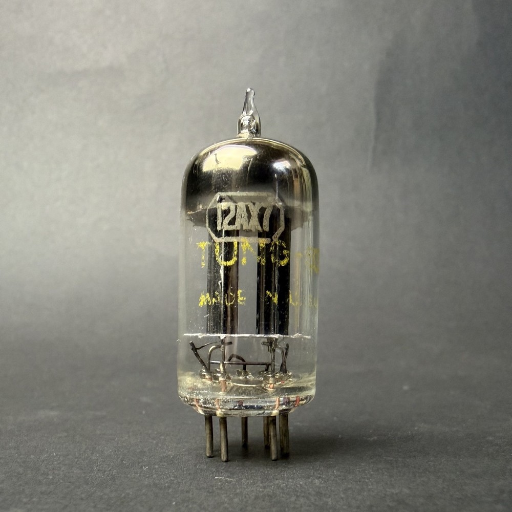 1950s 12AX7 ECC83 Tung-Sol Tube Black Plate Square Getter TV7 Test Good TS7-14