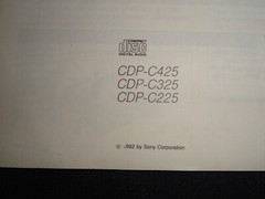 SONY CDP-C425 CDP-C325 CDP-C225 Compact Disc Digital Audio Player MANUAL ONLY