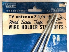 Vintage Audiotex TV Antenna 7 1/2″ Wood Screw Type Wire Holder Standoffs USA NOS