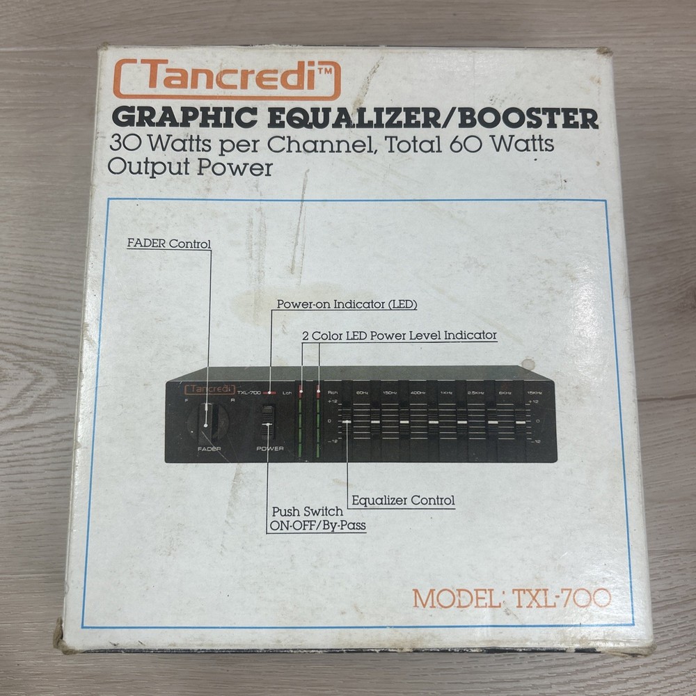 Tancredi TXL-700 Equalizer/Booster Vintage 60W Car Audio W/ Original Box