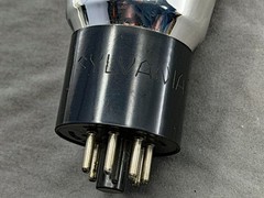 (1) Sylvania 6L6G Power Tube Etched Base Black Plates Tests NOS TV-7B/U