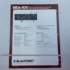 Vintage Blaupunkt BEA-100 Graphic Equalizer Amplifier Original Dealer Brochure