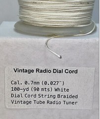 Dial Cord Radio 0.7mm (0.027 ¨ ) White Vintage 100 Yds. (90 Mts) For Radio Tuner